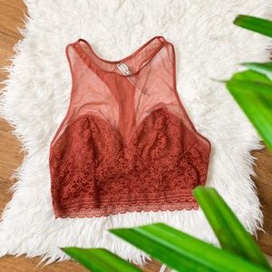 FREE PEOPLE Stay With Me Longline Lace Bralette M